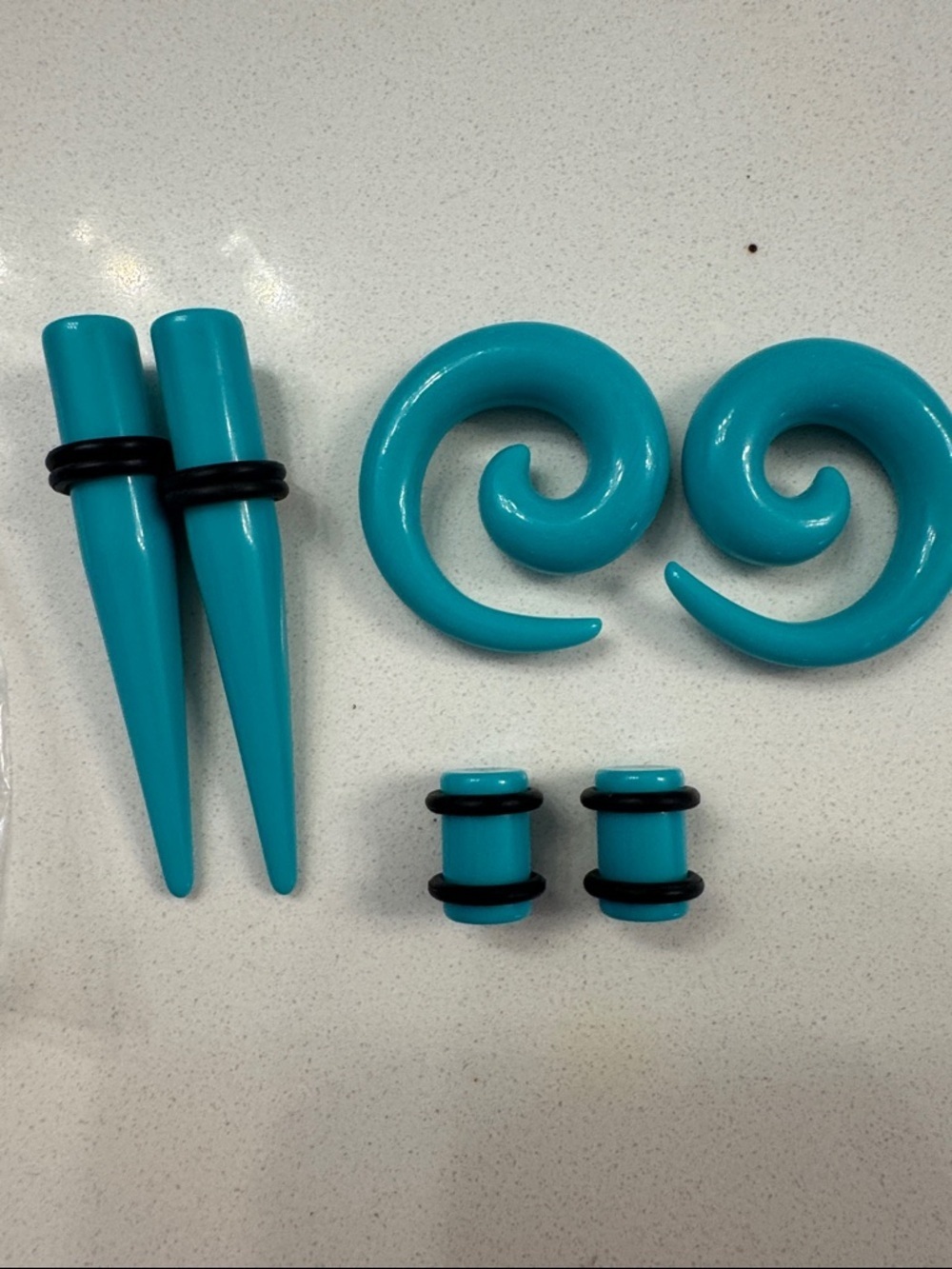 Turquoise Spiral and Taper Ear Stretching Kit